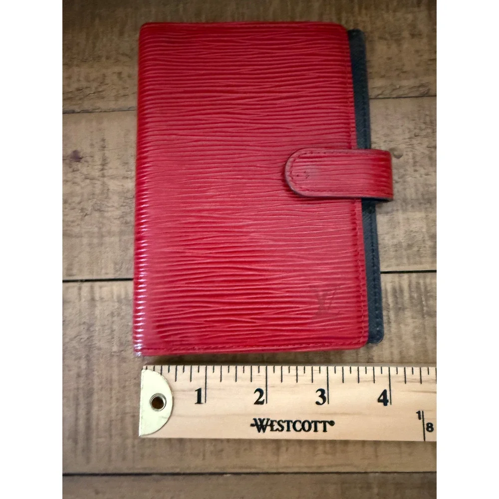 Louis Vuitton Small Red Epi Leather Ring-Bound Planner Agenda Cover Gold Rings